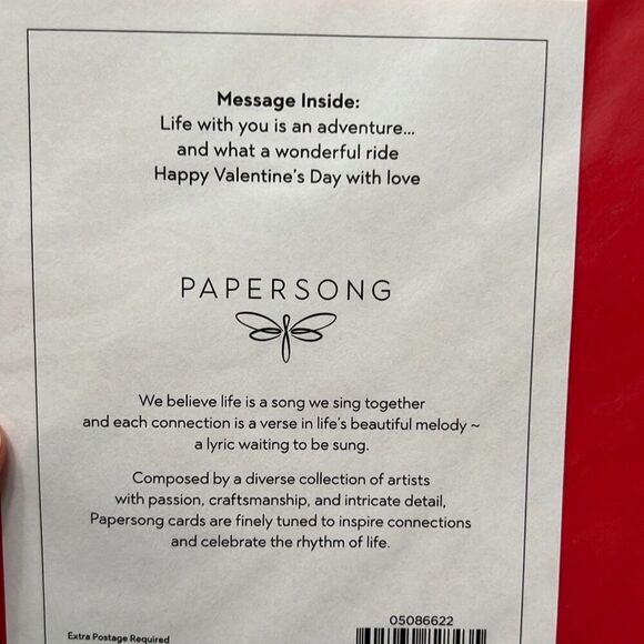 HUSBAND Valentine’s Day Card w/ Red Envelope Motorcycle by Papersong Brand New - Picture 2 of 3